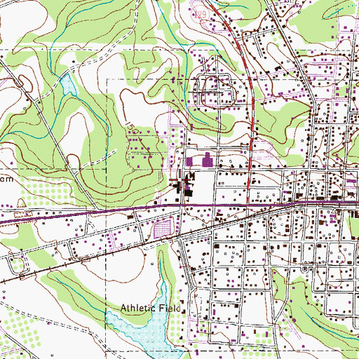 Topographic Map of Claxton Elementary School, GA