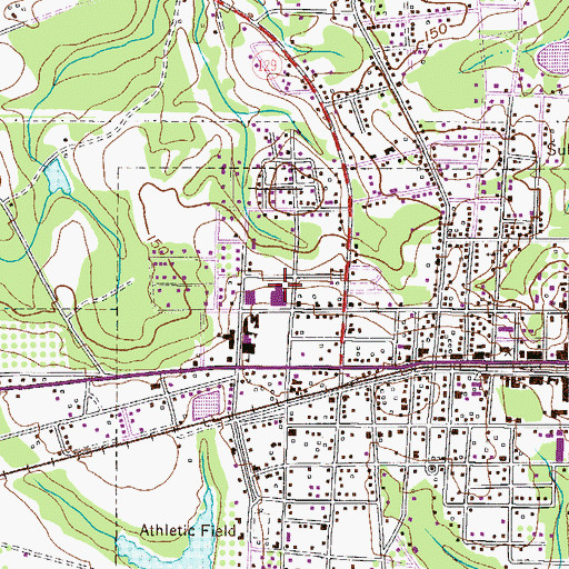 Topographic Map of Claxton High School, GA
