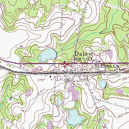 Topographic Map of Daisy Methodist Church, GA