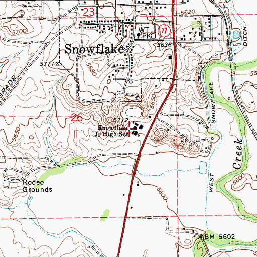 Topographic Map of Snowflake Junior High School, AZ