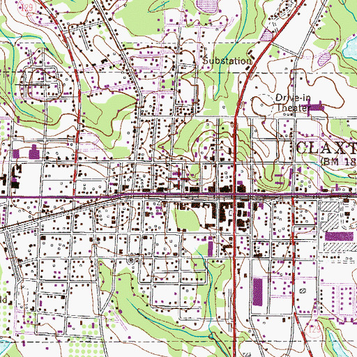 Topographic Map of Evans County Courthouse, GA