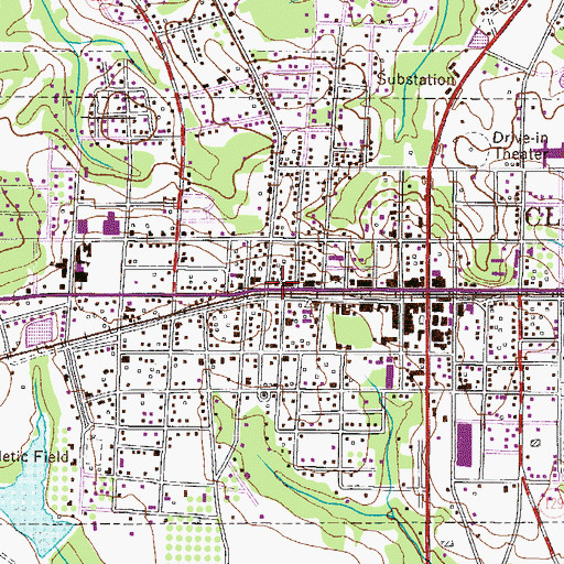 Topographic Map of First Baptist Church, GA