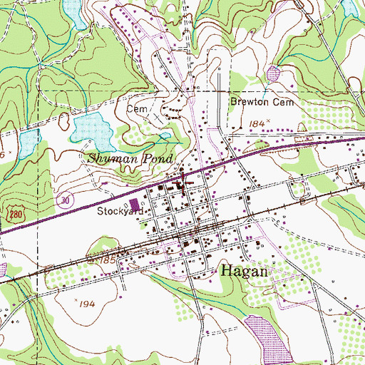 Topographic Map of Hagan Missionary Baptist Church, GA