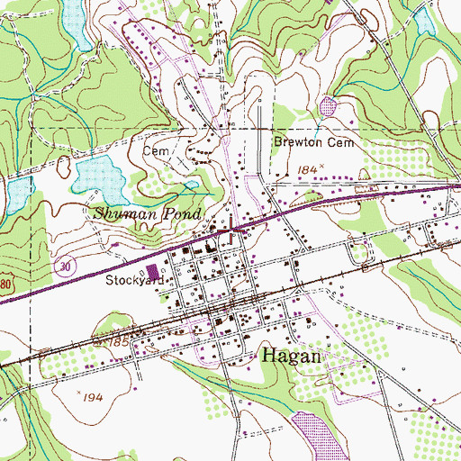 Topographic Map of Hagan School (historical), GA
