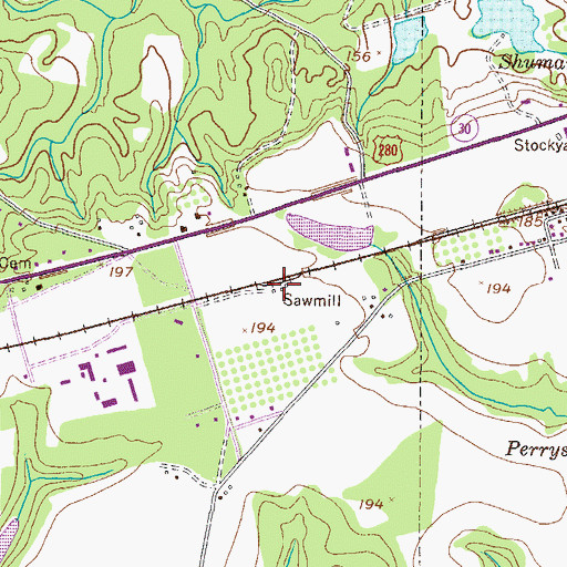Topographic Map of Perkins Mill, GA