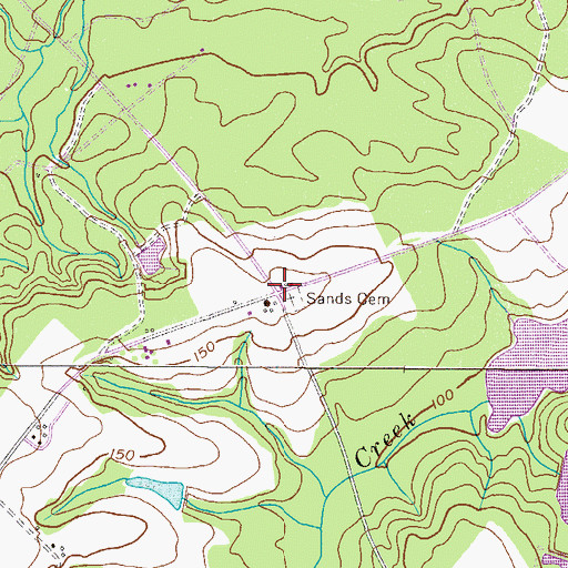 Topographic Map of Sandsfield Church (historical), GA