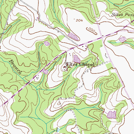 Topographic Map of Sikes Chapel Cemetery, GA