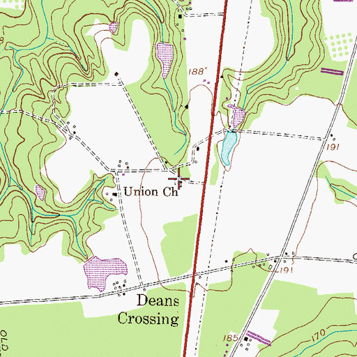 Topographic Map of Union Cemetery, GA