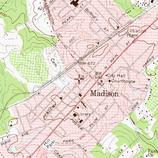 Topographic Map of Calvary Baptist Church, GA