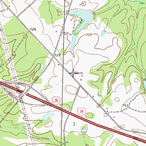 Topographic Map of Cheney - Towns Cemetery, GA