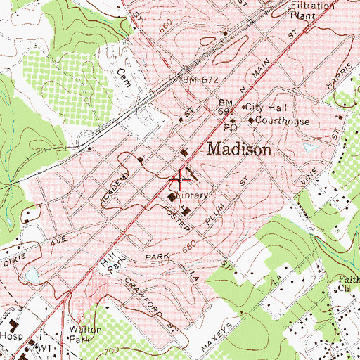 Topographic Map of First Presbyterian Church, GA