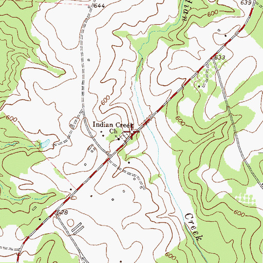 Topographic Map of Indian Creek School (historical), GA