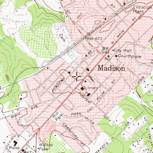 Topographic Map of Madison Historic District, GA