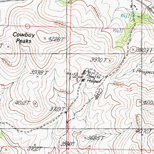 Topographic Map of Cowboy Mine, AZ