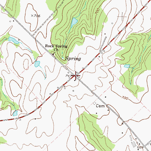 Topographic Map of Malcolms Store, GA