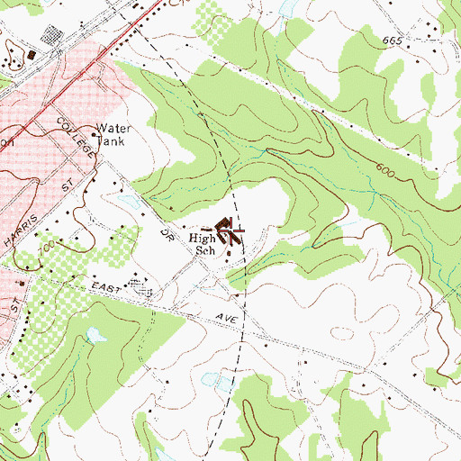 Topographic Map of Morgan County High School, GA
