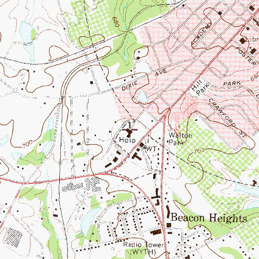 Topographic Map of Morgan Memorial Hospital, GA