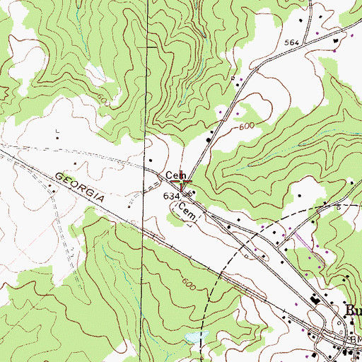 Topographic Map of Taylor Cemetery, GA