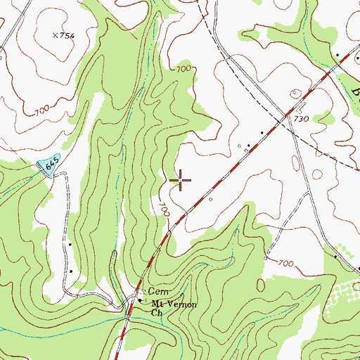 Topographic Map of Whitlock Cemetery, GA