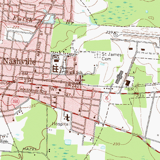 Topographic Map of Baker Chapel, GA