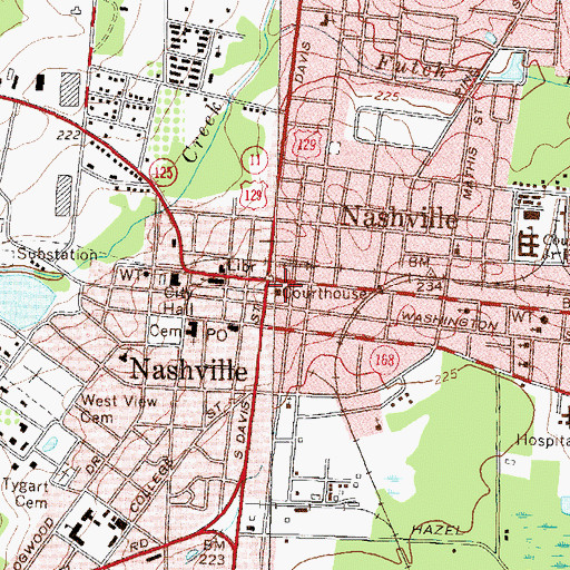 Topographic Map of Berrien County Courthouse, GA