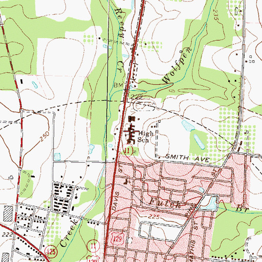 Topographic Map of Berrien County High School, GA