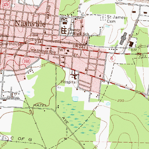 Topographic Map of South Georgia Medical Center Berrien Campus, GA