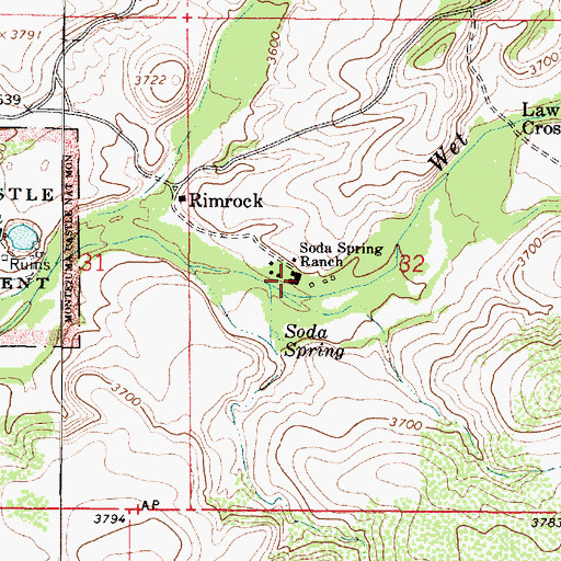 Topographic Map of Soda Spring Ranch, AZ