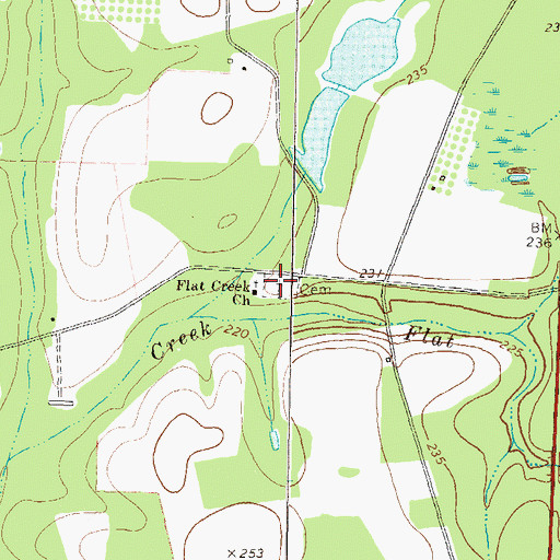 Topographic Map of Flat Creek Cemetery, GA