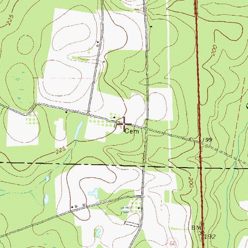 Topographic Map of Hendley Cemetery, GA