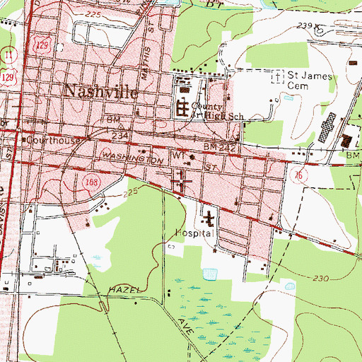 Topographic Map of Jesus Name Church, GA