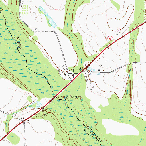 Topographic Map of Long Bridge Church, GA