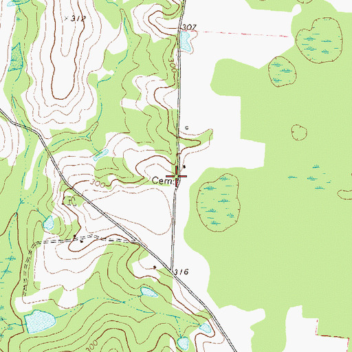 Topographic Map of Luke Cemetery, GA