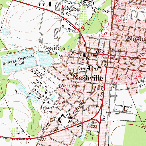 Topographic Map of Nashville Church of Christ, GA