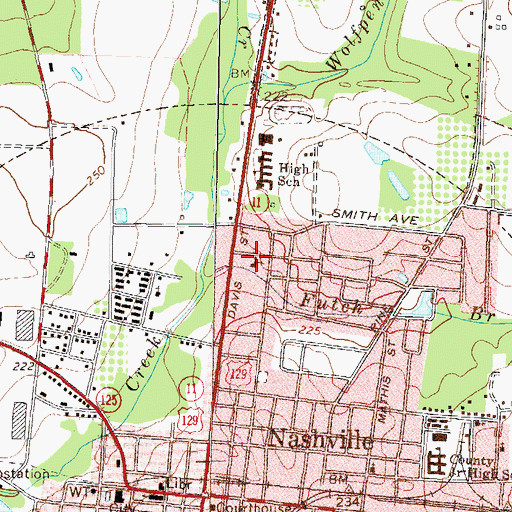 Topographic Map of Nashville Church of the Nazarene, GA