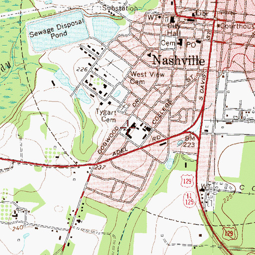 Topographic Map of Nashville Elementary School, GA