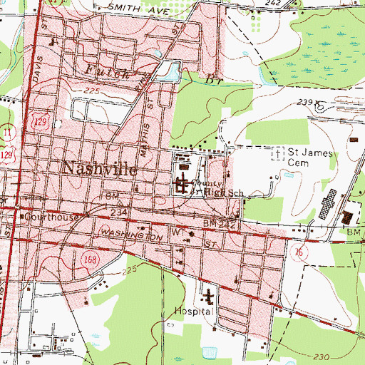 Topographic Map of Nashville Middle School, GA