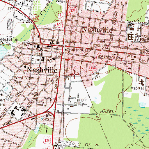 Topographic Map of Nashville Mission, GA