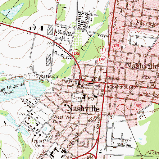 Topographic Map of Nashville Vocational School (historical), GA