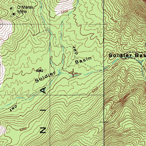 Topographic Map of Soldier Basin, AZ