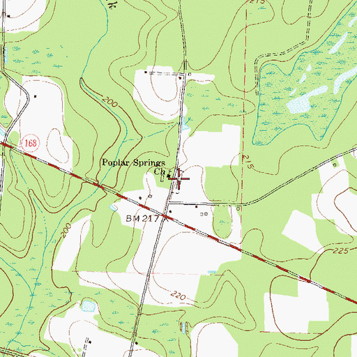 Topographic Map of Poplar Springs Cemetery, GA