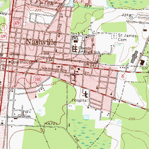 Topographic Map of Saint James Methodist Church, GA