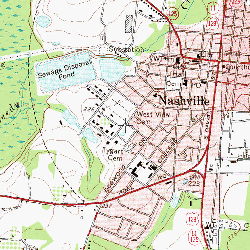 Topographic Map of Tygart Park, GA