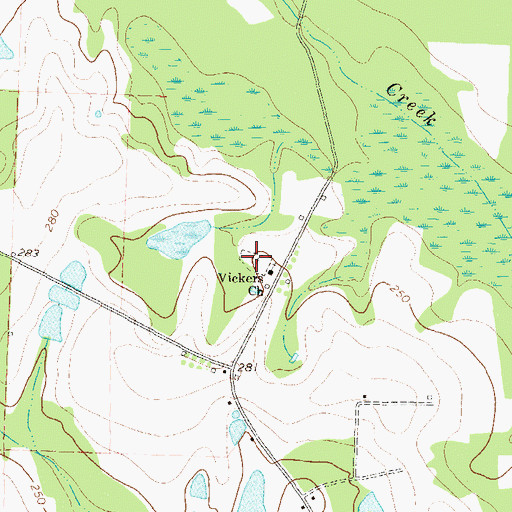 Topographic Map of Vickers Cemetery, GA
