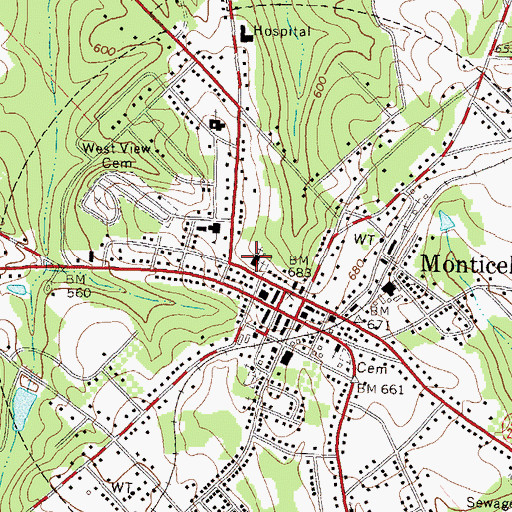 Topographic Map of First Baptist Church, GA