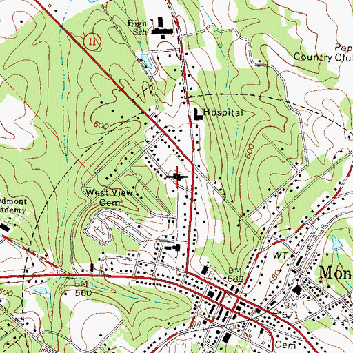 Topographic Map of First United Methodist Church, GA