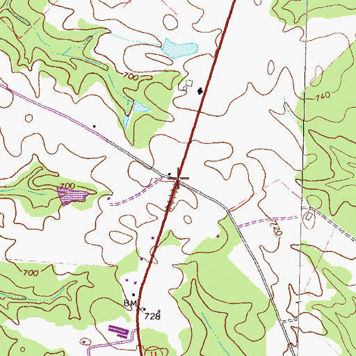 Topographic Map of Franklin Crossroads, GA