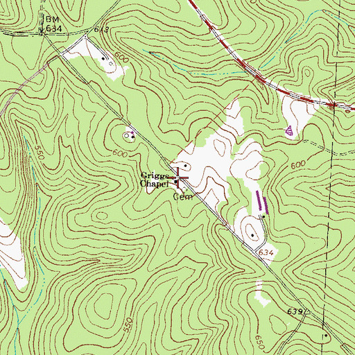 Topographic Map of Griggs Chapel School (historical), GA