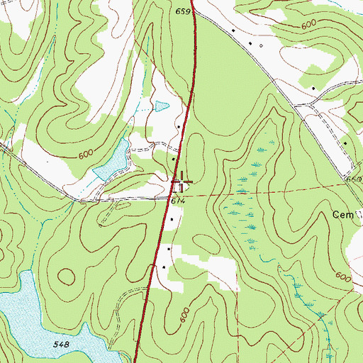 Topographic Map of Hebron Cemetery, GA