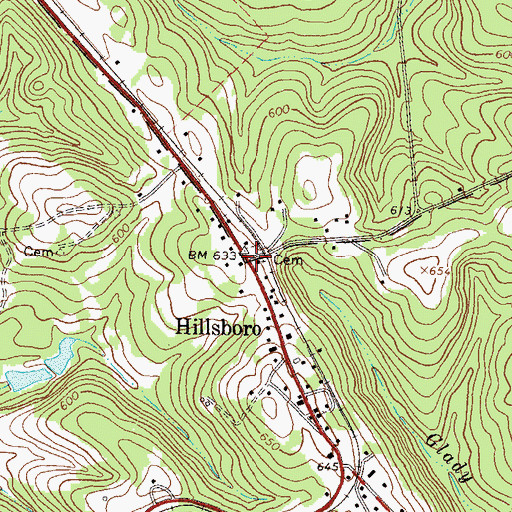 Topographic Map of Hillsboro Baptist Church, GA